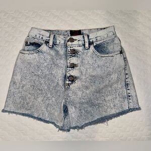 80s Sasson Acid Wash High-waist Denim Shorts Button-fly Size 9/10